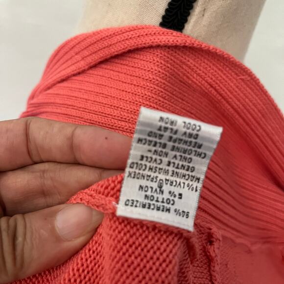 VINTAGE TALBOTSCotton Cardigan Womens Sweater Sz Large Orange Granny Core Open - Picture 10 of 11